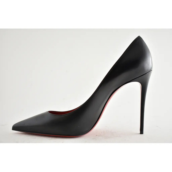 Christian Louboutin Kate 100 Black Leather Loubi Red Lining Point Heel Pump 39.5 - Picture 8 of 11